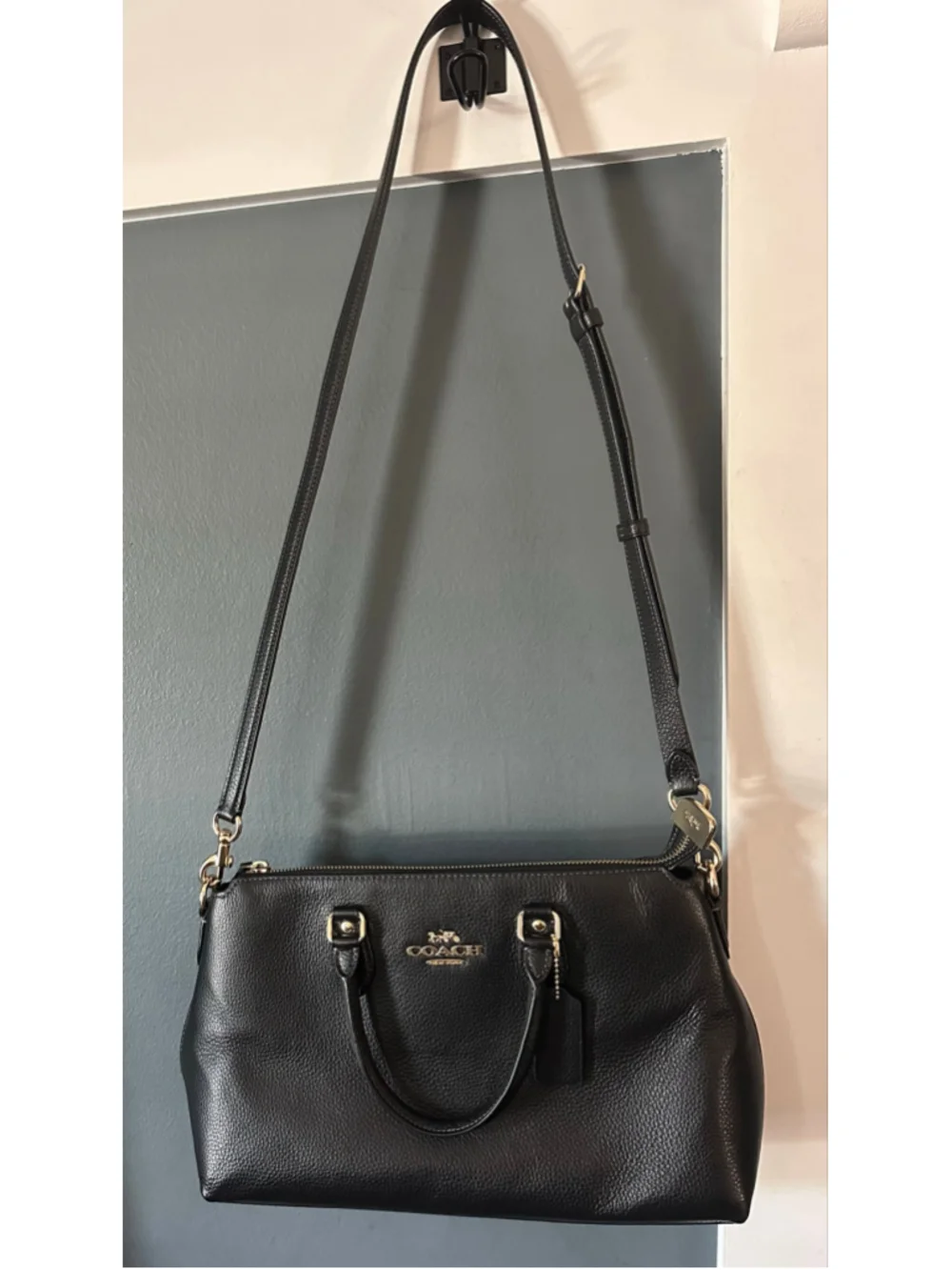 Women's Coach Black Leather Satchel Handbag